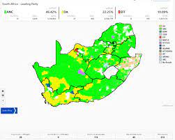 Choropleth map of election results in South Africa in 2021